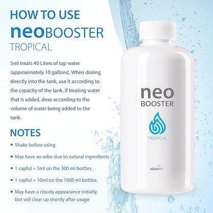 Neo Booster Tropical - Rapid Pollutant Removal, Shortens Filtration Cycle, Ideal for Planted Aquariums, All-in-One Aquarium Water Conditioner - Water Conditioner for Aquarium Tank - 300ml