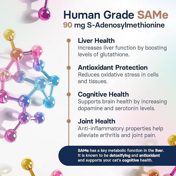 Liver Health Supplement for Cats - Milk Thistle for Cats Liver Support with S-Adenosylmethionine (Same) & Silybin - 30 Tablets
