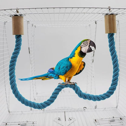 2 Pack Bird Rope Perch & Swing, Bird Cage Stand Pole Accessories, Climbing Toy for Parrot, Parakeet, Budgies, Cockatiels & Lovebirds (39.37"/100 cm)