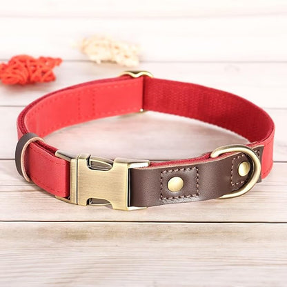 Didog Soft Padded Leather Dog Collars for Small Dogs, Classic Heavy Duty Dog Collar with Quick Release Metal Buckle, Adjustable Small Dog Collar Leather,Red,S