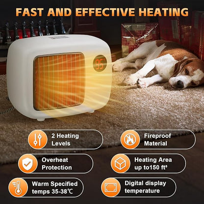 Dog House Heater, Pet House Heater with Thermostat Anti Chew Cord Overheat Protection Wall-Mounted 2 Heating Mode (300/600W) Warmer for Hound Kennel Cat Cage Chicken Coop