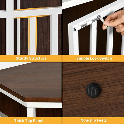 YITAHOME 52 Inch Corner Dog Crate Furniture, Heavy Duty Dog Kennel Indoor Furniture End Table Side Table Dog Crate, Modern Indoor Pet Crate Wooden Dog Crate for Large Dogs, White Walnut