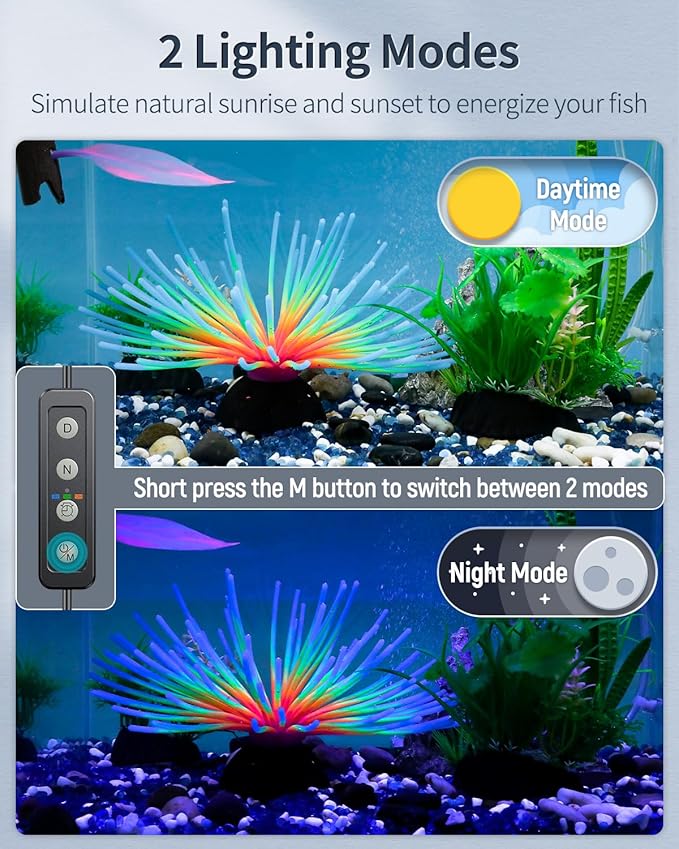 Pawfly 21W Aquarium LED Light for 30 to 36 Inch Extendable Fish Tank Light with Full Spectrum Brilliant White Blue Red Lights with Daytime & Night Modes Timer Auto On/Off Adjustable Brightness