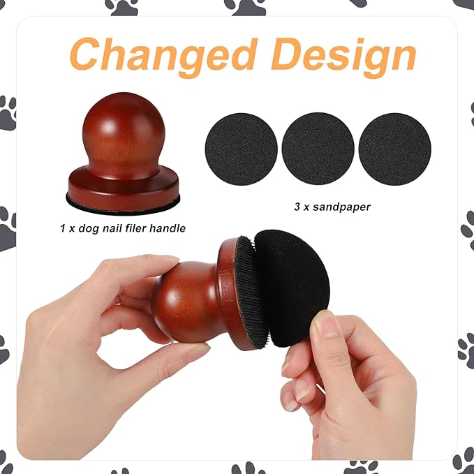 Dog Nail File, Pet Nail File Manual Dog Nail Grinder Easy Nail File Stress Free with Replaceable Sandpaper Wooden Dog Scratch Board Trimmer Kit for Pets Cats