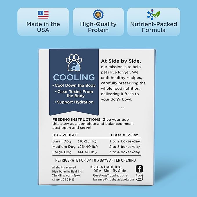 Side by Side Pork & Rabbit Stew - Cooling Wet Dog Food & Dog Food Topper for All Breeds - Made with Nutrients & Whole Raw Ingredients - No Artificial Additives or Fillers - USA Made (12.5 oz, 3-Pack)