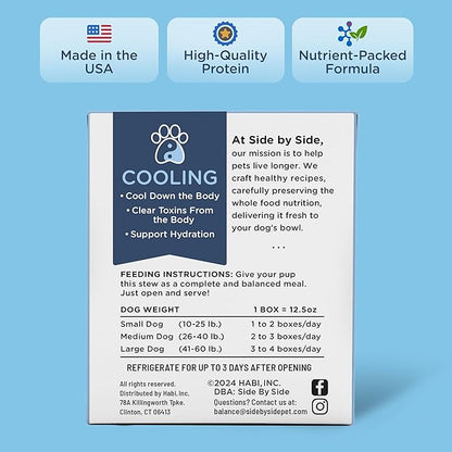 Side by Side Pork & Rabbit Stew - Cooling Wet Dog Food & Dog Food Topper for All Breeds - Made with Nutrients & Whole Raw Ingredients - No Artificial Additives or Fillers - USA Made (12.5 oz, 3-Pack)