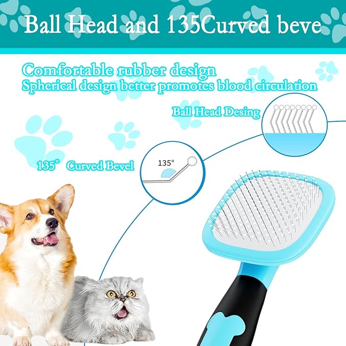 Dog Brush and Cat Brush, Pet Grooming Brush Gently Cleans Pin Brush for Hair Removal Cat and Dog Hair Brush for Small Dogs Yorkshire Terrier Pomeranian Poodle and Cat