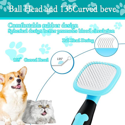 Dog Brush and Cat Brush, Pet Grooming Brush Gently Cleans Pin Brush for Hair Removal Cat and Dog Hair Brush for Small Dogs Yorkshire Terrier Pomeranian Poodle and Cat