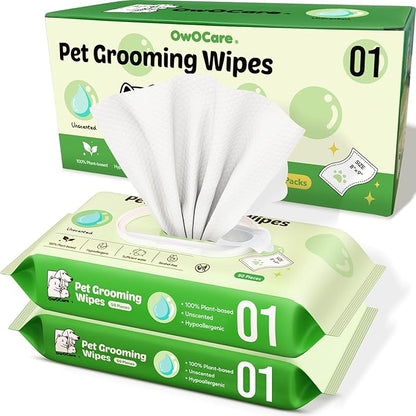 Dog Wipes for Paws and Butt, Plant-Based Large Pet Wipes for Dogs/Cats Hypoallergenic, 8X9 Inch Easy to Use Dog/Cat/Puppy Cleaning Grooming Wipes, Gentle, Degradable (100 Count,Unscented)