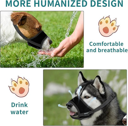 Dog Muzzle for Small Medium Large Dogs, Dog Muzzles for Biting Barking and Chewing Puppy Muzzle Nylon Soft Mesh Breathable Adjustable Loop Muzzle Anti-Dropping (M, Black)