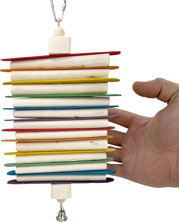 by M&M 1129 Ringing Rainbow Sola Stick Stack - Handcrafted Chewing Bird Cage Fun, Colorful Wooden Chew Slats, Natural Skinny Sola Sticks, Natural Sola Cubes, Shape Changing