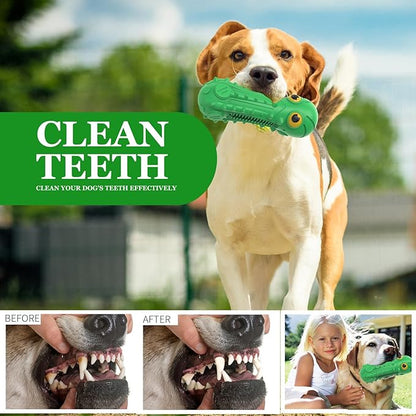 Dog Squeaky Toys for Aggressive Chewers, Dog Chew Toys for Large Medium Breed Dog, Dog Toys, Tough Durable Dogs Toys with Natural Rubber (Green)