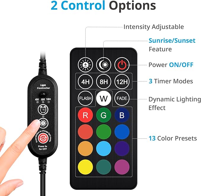 NICREW LED Aquarium Light, 23 Inches Submersible Fish Tank Light, Waterproof Underwater Light with Multicolor Option