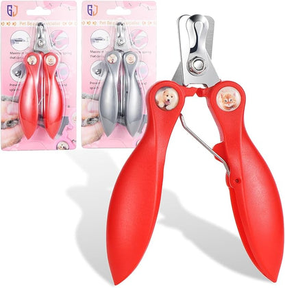 2 Pack Professional Dog Nail Trimmer, Safety Guard Pet Nail Clipper for Dogs, Sharp Pet Nail Trimmer with Nail File, Claw Care Tool for Small & Large Dogs Cats, Prevent Over Cutting