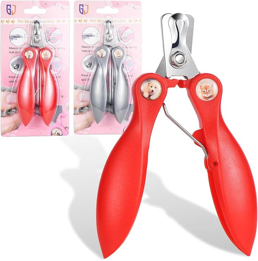 2 Pack Professional Dog Nail Trimmer, Safety Guard Pet Nail Clipper for Dogs, Sharp Pet Nail Trimmer with Nail File, Claw Care Tool for Small & Large Dogs Cats, Prevent Over Cutting