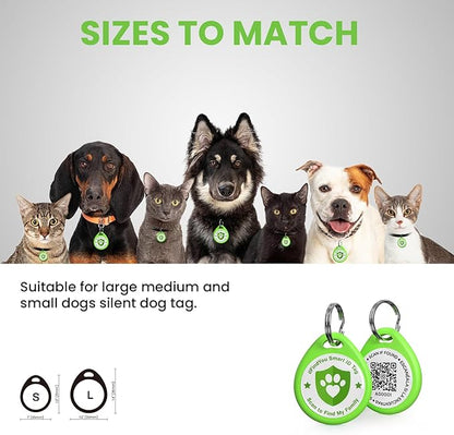 Dog Tags Personalized, QR Code Pet ID Tags for Dog Collar, Online Profile, Scan Location Alerts, Green