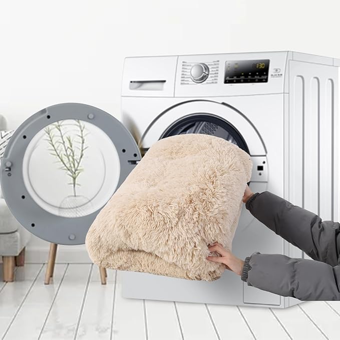 KSIIA Dog Crate Bed Washable Dog Beds for Large Dogs Deluxe Plush Fluffy Comfy Thick Kennel Pad Anti-Slip & Anti-Scratch Pet Sleeping Mat, 35 x 23 Inch, Camel