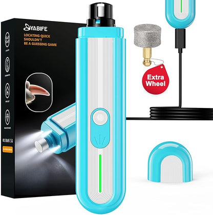 YABIFE 4-Lights Dog Nail Grinder, Easy Quick Locate Dog Nail Trimmers, for Puppy Paw Toenails or Pets from Small, Medium to Large, with Travel Lock, Whisper Quiet, Heavy Duty 3 Speeds