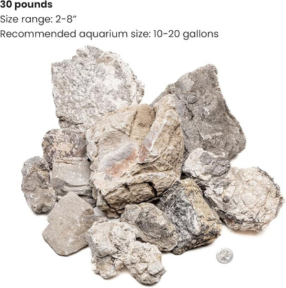 SubstrateSource Natural Stone for Aquarium, Terrarium, Paludarium, Reptile Enclosures - Set of Decorative Rocks for Landcapes, Aquascaping, Fish Tank Decor (Elephant Skin Stone, 30 Pounds, 2-8")
