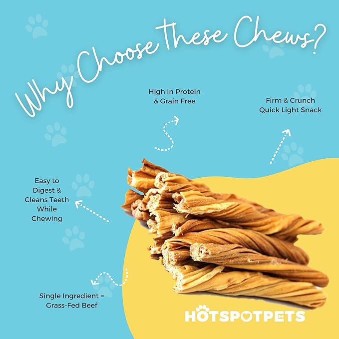 hotspot pets Tripe Twists for Dogs - Premium All Natural Beef Sticks - Single Ingredient Crunchy Dog Chew Treats - Rawhide Free -6 Inch Dog Treats