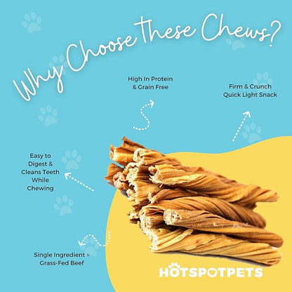 hotspot pets Tripe Twists for Dogs - Premium All Natural Beef Sticks - Single Ingredient Crunchy Dog Chew Treats - Rawhide Free -6 Inch Dog Treats