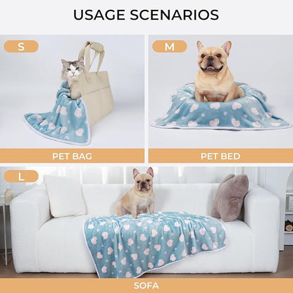 1 Pack 3 Blankets Super Soft Cute Dot Pattern Pet Blanket Flannel Throw for Dog Puppy Cat Purple/Pink/Cyan Large