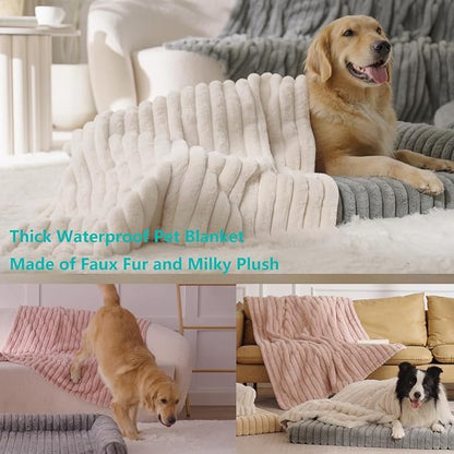 Waterproof Dog Blanket for Small Dogs, Luxury Plush Washable Cats Blankets for Couch Protection, Super Soft Calming Pet Blanket for Indoors (Pink, 25"x35")