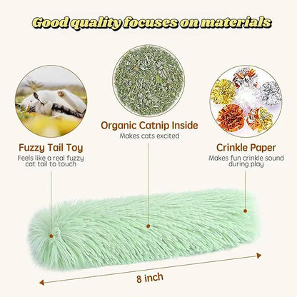 Catnip Toys with 3Pcs Cat Toys - Skin-Friendly Pillow Kicker Toy for Indoor Cats with Crinkle Paper, Catnip & Teething Soother (Pink/Green/Blue)