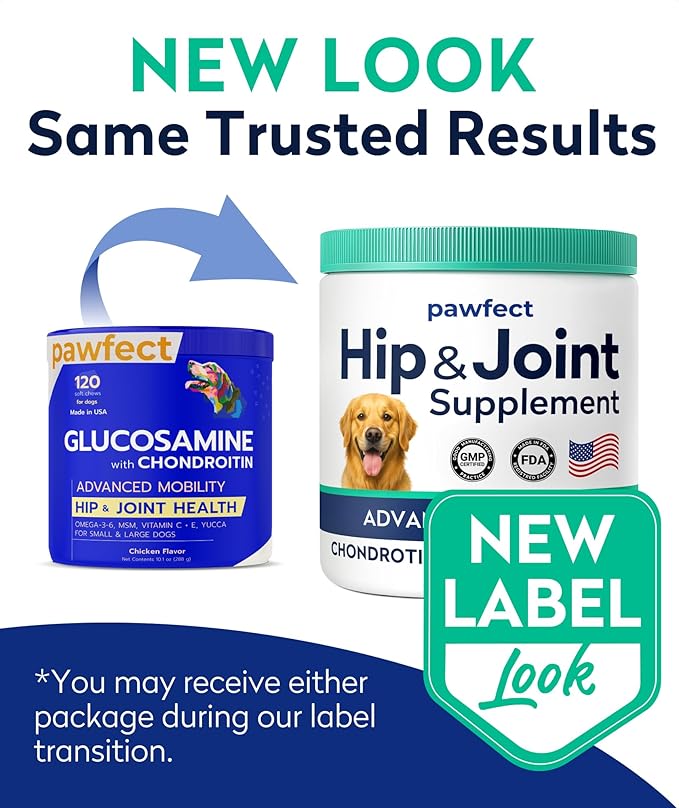 PAWFECTCHEW Advanced Hip & Joint Glucosamine Supplement for Dogs - Treats for Picky Eaters w/Chondroitin, MSM, Omega-3 - Joint Pain Relief - Chicken Liver - 180 Ct - Made in USA