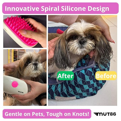 2-in-1 Mist Spray Pet Brush for Dogs & Cats - USB-C Rechargeable, Anti-Static & Soft Silicone Bristles - Relaxing Grooming & Shedding Control