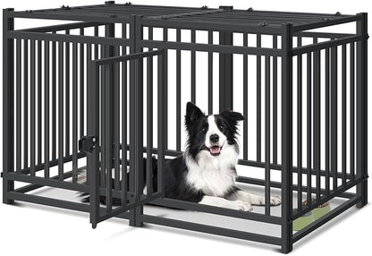40 inch Large Dog Crate Indoor,Steel Tube Heavy Duty Dog Crate,Dog Playpen with Top,Dog Cage Kennel Indoor Outdoor,Upgraded Door Lock/Oval Tube Insertion Welded/Panel Connection Methods