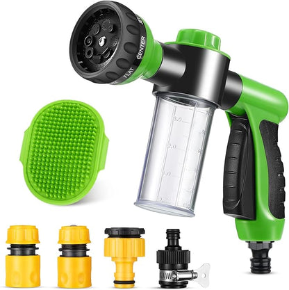 6 Pieces Dog Wash Hose Attachment with Soap Dispenser Pet Bathing Tool Set Dog Comb Brush for Pet Washing(8.27 x 4.72 x 5.51 Inch,Green)