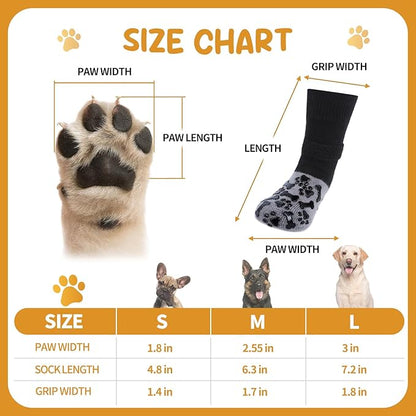 Non-Slip Dog Socks for Hot/Cold Pavement and Hardwood Floors - Prevents Licking and Slipping, and Provides Dog Paw Protection Dog Grip-Enhanced Shoes & Boots for Small,Medium,Large and Senior Dogs