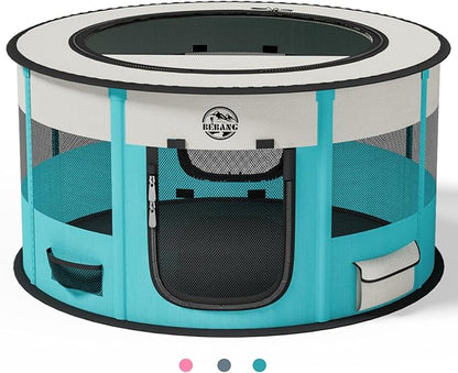 Dog Playpen Puppy Play Pen Indoors Pet Crate Small Dog Cage Portable Foldable Cat Kennel for Kitten Hamster Rabbit Bunny Guinea Pig with Collapsible Food Bowl Carrying Case