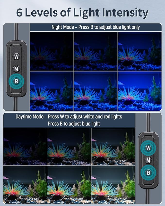 Pawfly 11 W Terrarium Reptile LED Light for 12" to 18" Terrarium Extendable Reptile Tank Light with Full Spectrum Brilliant White Blue Red Lights with Day & Night Modes and Adjustable Brightness