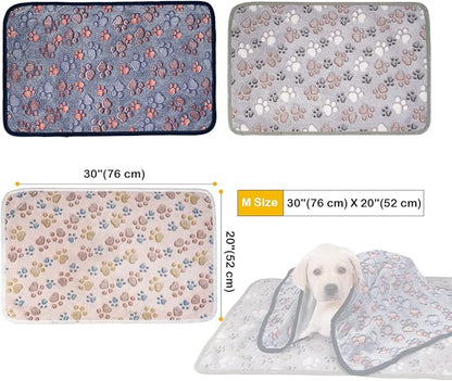 Dono 1 Pack 3 Dog Blankets, Soft Fluffy Fleece Pet Blanket Warm Sleep Mat Paw Print Design Puppy Kitten Throw Blanket Doggy Mat, Blanket for Dogs