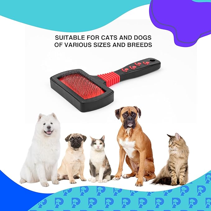 Dog Slicker Brush - Professional Grooming Tool for Goldendoodles, Poodles, and Doodles - Effortless Undercoat Shedding Removal and Tangle-Free Fur - Gentle Dematting and Detangling