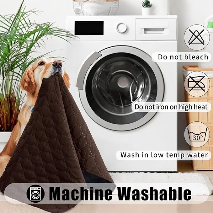 Smiry Waterproof Dog Blanket, Soft Dog Bed Cover Pet Blanket, Reversible Couch Cover for Dogs Washable, Pet Couch Covers for Sofa Furniture Protector for Puppy Cat (82x82 Inch, Chocolate/Dark Grey)