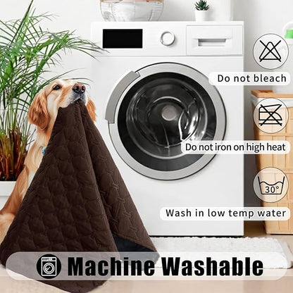 Smiry Waterproof Dog Blanket, Soft Dog Bed Cover Pet Blanket, Reversible Couch Cover for Dogs Washable, Pet Couch Covers for Sofa Furniture Protector for Puppy Cat (82x82 Inch, Chocolate/Dark Grey)