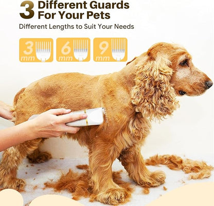 Small Dog Grooming Kit, 4 in 1 Electric Cordless Dog Paw Trimmer with Nail Grinder, Low Noise Dog Nail Trimmers, IPX7 Waterproof Small Dog Grooming Clippers for Paws, Ears, Face, Hip Hairl