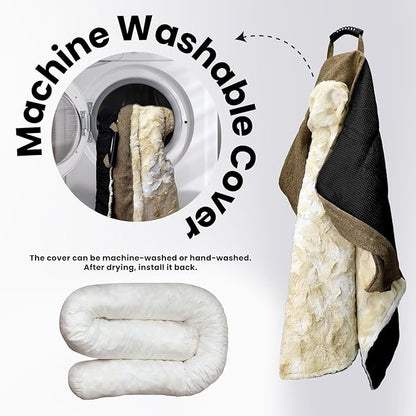 Calming Extra Large Dog Couch Bed, 45 x 37 inch Waterproof Removable Pet Mat Couch Cover for Furniture Protector, Non-Slip Fluffy Pelsbarn Dog Bed for Couch, Sofa, Car - Tie-Dye Khaki