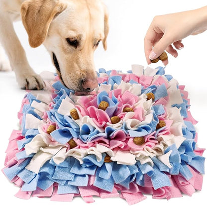 Pet Snuffle Mat for Dogs, Dog Feeding Mat, Nosework Training Mats for Foraging Instinct Interactive Puzzle Toys (Pink&SkyBlue&White)