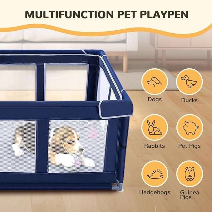 Dog Playpen Made of Thickened Stainless Pipe and 600D Oxford Cloth, 42_42 Inch Puppy Playpen, 25 Inch Height Pet Playpen for Puppy and Small Dogs, Keep Pets Secure
