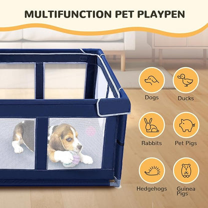 Dog Playpen Made of Thickened Stainless Pipe and 600D Oxford Cloth, 42_42 Inch Puppy Playpen, 25 Inch Height Pet Playpen for Puppy and Small Dogs, Keep Pets Secure