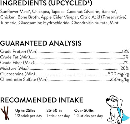 Shameless Pets Dental Treats for Dogs, Banana Bone-Anza (32 Sticks) - Dental Sticks with Hip & Joint Support for Teeth Cleaning & Fresh Breath - Dog Bones Dental Chews Free from Grain, Corn & Soy