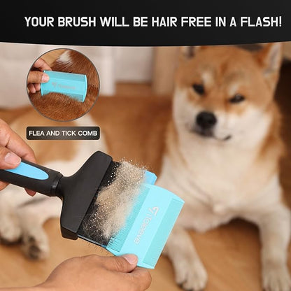 Dual Flex Slicker Brush Dog Brush, Gentle Grooming Tool for Sensitive Dogs & Cats - Ideal for Long Hair, Removes Undercoat, Tangles, and Knots