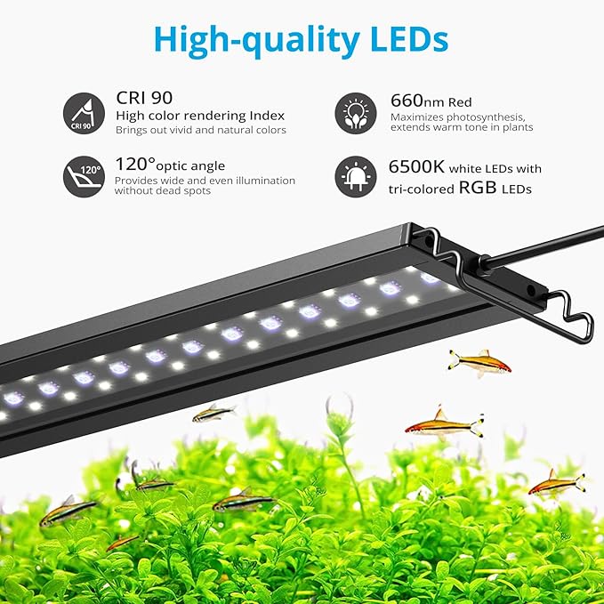 NICREW C10 24/7 LED Aquarium Light for Plants, 48-60 Inches, Full Spectrum Fish Tank Light with Timer, Brightness Adjustable