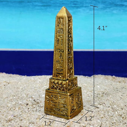 Obelisk of Ancient Egypt Aquarium Fish Tank Terrarium Decorations Terrarium Reptile Turtle Lizard Spider Tanks Egyptian Tablet Inscription Sculpture Figurine Statue Décor Ornament Gold