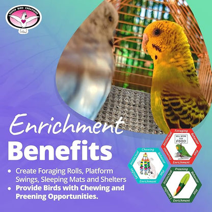 Super Bird Creations SB50002 Seagrass Mat for Cage Decor, Pet Enrichment and Boredom Relief - Versatile Toy-Making Base - Ideal for Parrots - Small to Large Birds & Reptiles - 7"x7" (3 Pack)