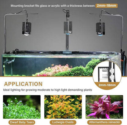 hygger 60W Aquarium Light Full Spectrum RGB COB LED Clip On Fish Tank Grow Light with Mounting Bracket Compatible with Timer Smart Plug for Low-to-High Light Demanding Aquatic Plants